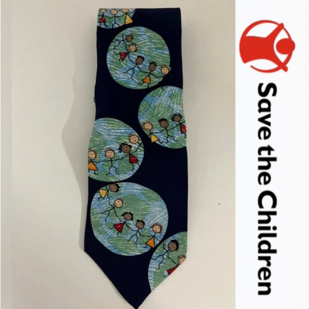 Blue Tie with Multicolor Design